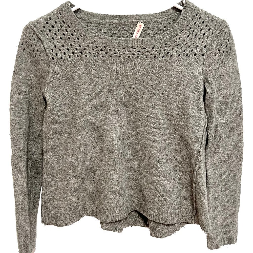 Wool Blend Cropped Pullover Sweater